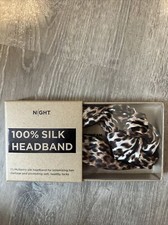 NEW Night 100 Mulberry Silk Leopard Knotted Headband Boho Chic 9.5" x 3-4.5"