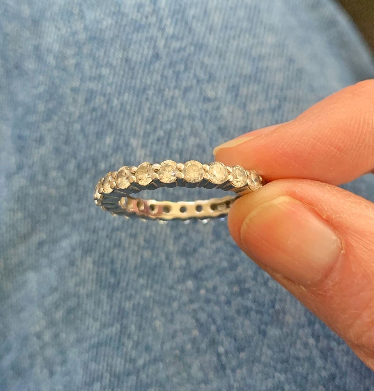 Sparkly Stackable Silver-Plated Simulated Diamond… - image 1