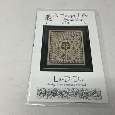 LA-DA-DA Sampler Cross Stitch Chart A HAPPY LIFE