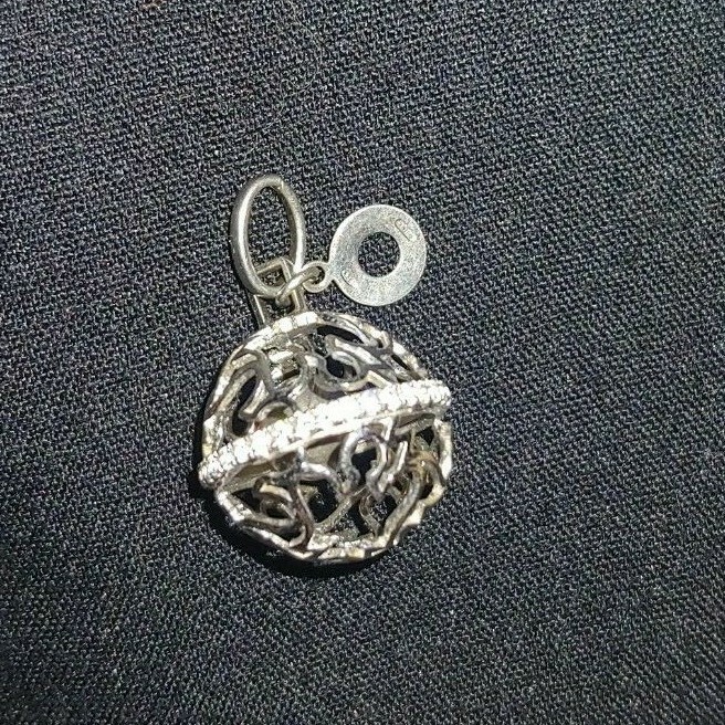 Roberto Giannotti Signed Charm Pendant Rattle Ball 925 Sterling Silver Swarovski View 3