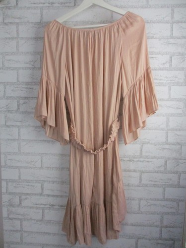 Saba women's a-line dress blush 8 tie belt waist bell sleeve round neck - Picture 7 of 9