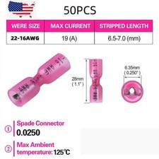 50PCS 22-16AWG Red Heat Shrink Female Crimp Wire Connector Spade Terminals