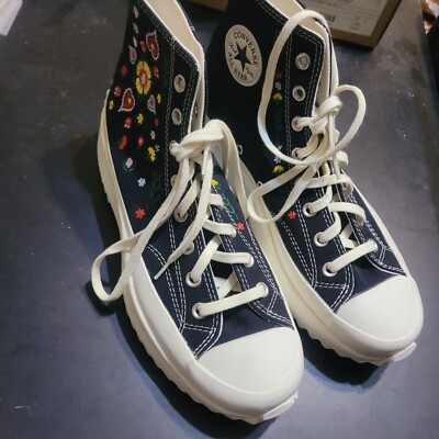 Converse Run Star Hike Hi Platform 5 Men Shoes Floral Embroidery Sneaker A02192C Converse Run Star Hike Platform High Floral Embroidery for  main image 3