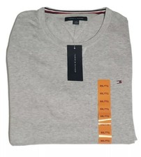 Tommy Hilfiger Men's Sweater Crew Neck Cable Knit Casual Light Grey Size XXL 2XL