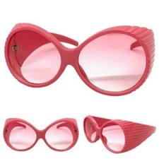 OVERSIZED EXAGGERATED Vintage Retro Style SUNGLASSES Big Thick Round Pink Frame