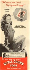 1946 vintage beverage AD ROYAL CROWN COLA RC w' Actress Jeanne Crain  031921