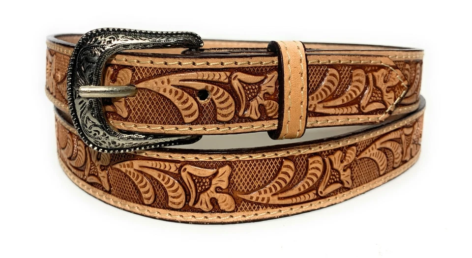 CINTO WESTERN INFANTIL. CINTO DE RODEIO INFANTIL DE COURO GENUÍNO. CINTO WESTERN DECORADO COM TULIPA - Imagem 3 de 4