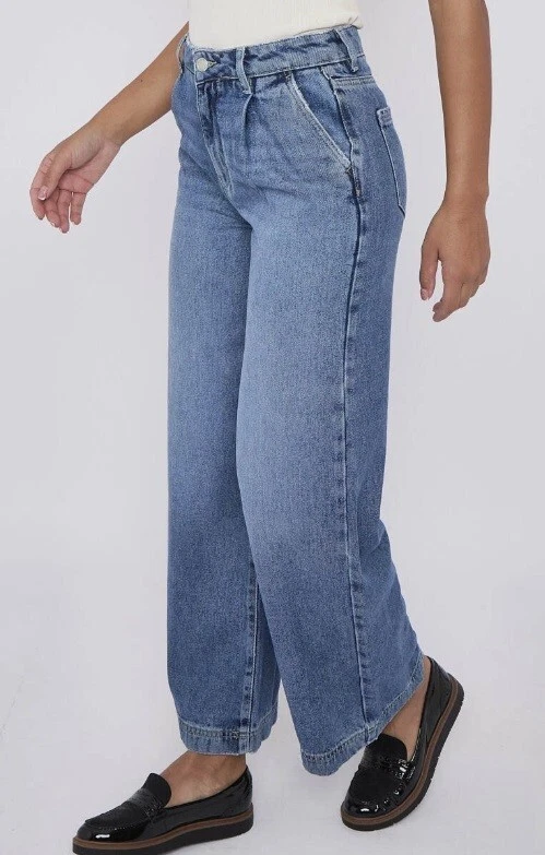 Womens Per Una Wide Jeans Flare Denim Pants Luxury High Waist Ladies Stretch - Image 3 of 4