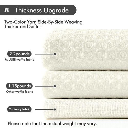 Waffle Weave Fabric Shower Bath Curtain with 12 Metal Hooks Heavy Duty Washab... - Picture 4 of 7
