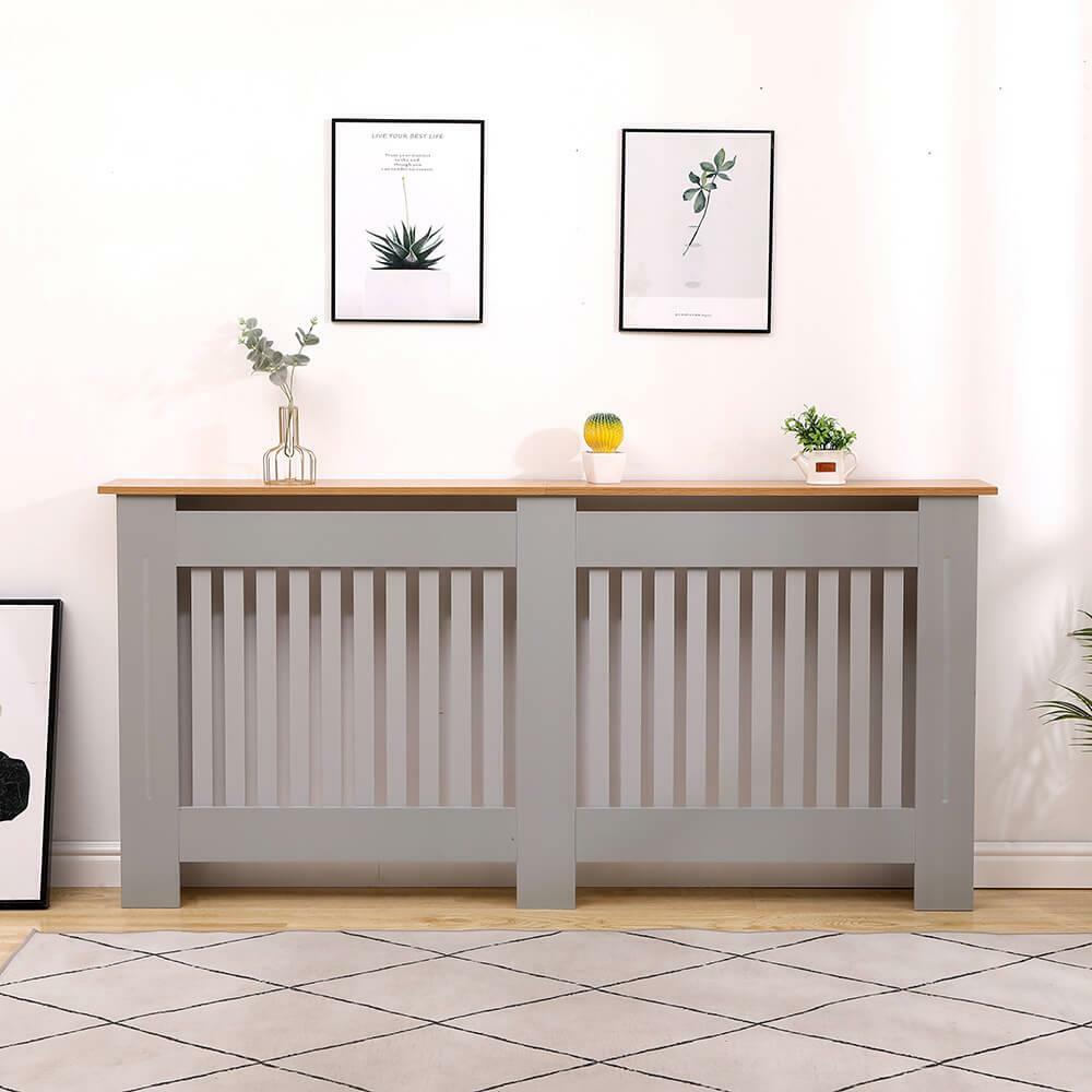 Extra Large Grey Oak Top Radiator Cover Wooden Wall Cabinet Slatted Grill  York 5056065442052 | eBay
