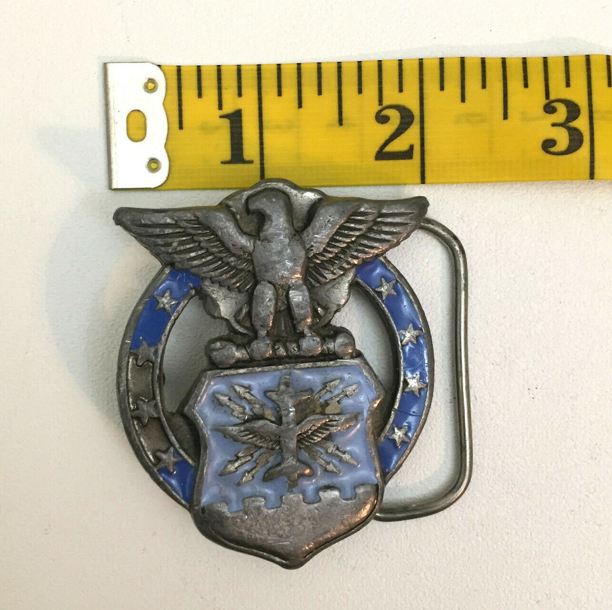VINTAGE 1991 US AIRFORCE AIR SUPERIORITY MILITARY BELT BUCKLE AIR