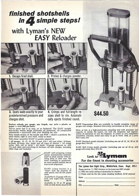 1965 Lyman Gun Sight Corp. New Easy Reloader 4 Steps Vintage Print Ad/Poster