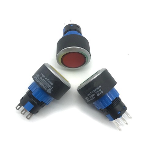  22mm 1NO 1NC/2NO 2NC 250V LED beleuchtet rund Kunststoff Drucktaster Schalter ROHS - Bild 3 von 13