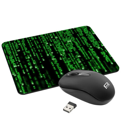 Kabellose optische Funkmaus + Gaming Mauspad mit Design, Matrix