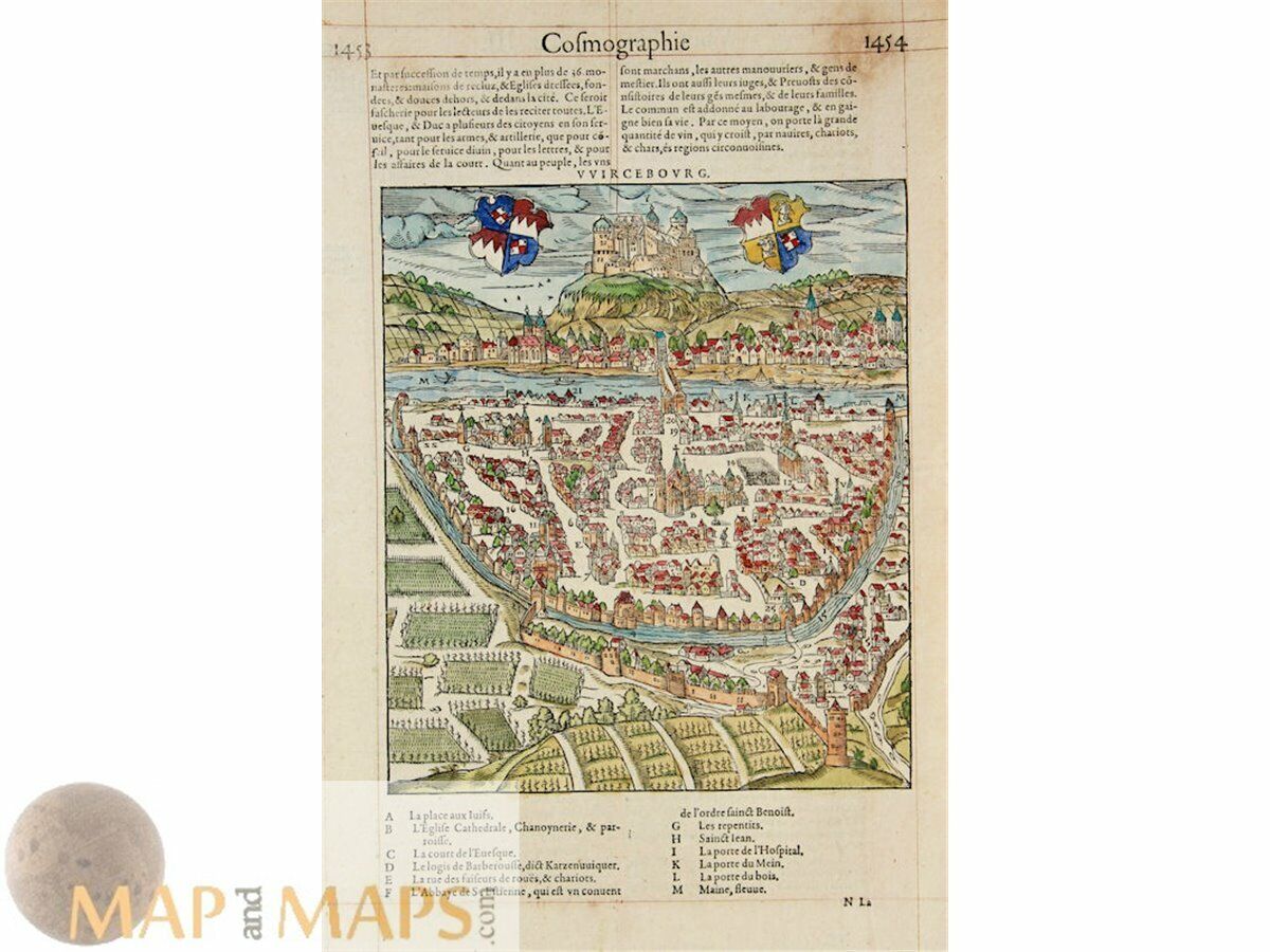Wurzburg Germany scarce Max 89% OFF early 16th cent. Belleforest map of Great interest 15