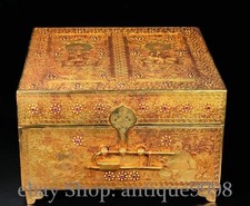 11.8'' Old Dynasty Gold Gilt Inlay Gem Buddha Hand Lotus  Classics Book Statue