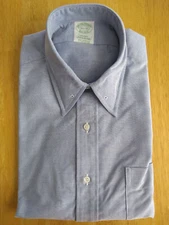 NWOT Brooks Brothers Blue Supima Cotton Pin Collar 14.5-33 Milano MSRP $140