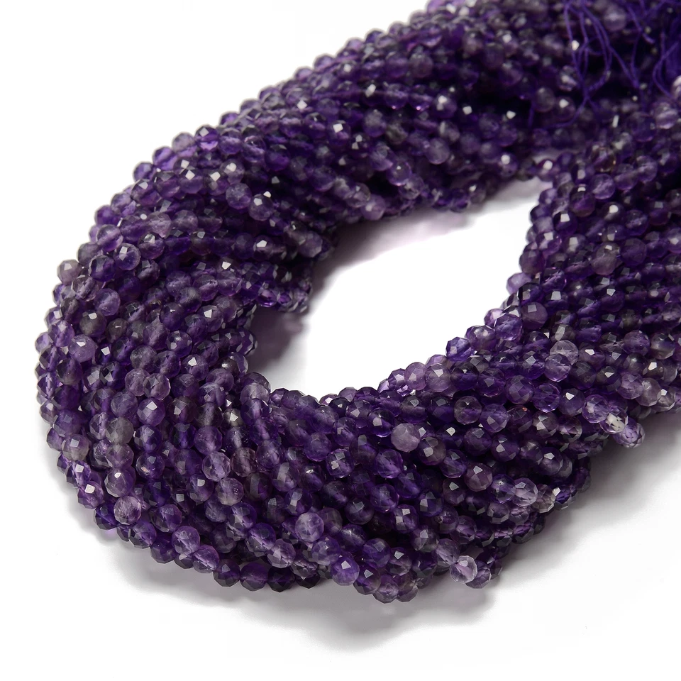 Amethyst Faceted Round Beads 2mm 3mm 4mm 5mm 15.5" Strand - Image 2 of 2