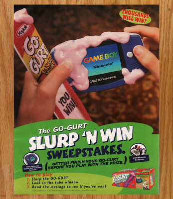 Gameboy Advance Go Gurt Slurp N Win- Video Game Print Ads Poster Promo Art 2002