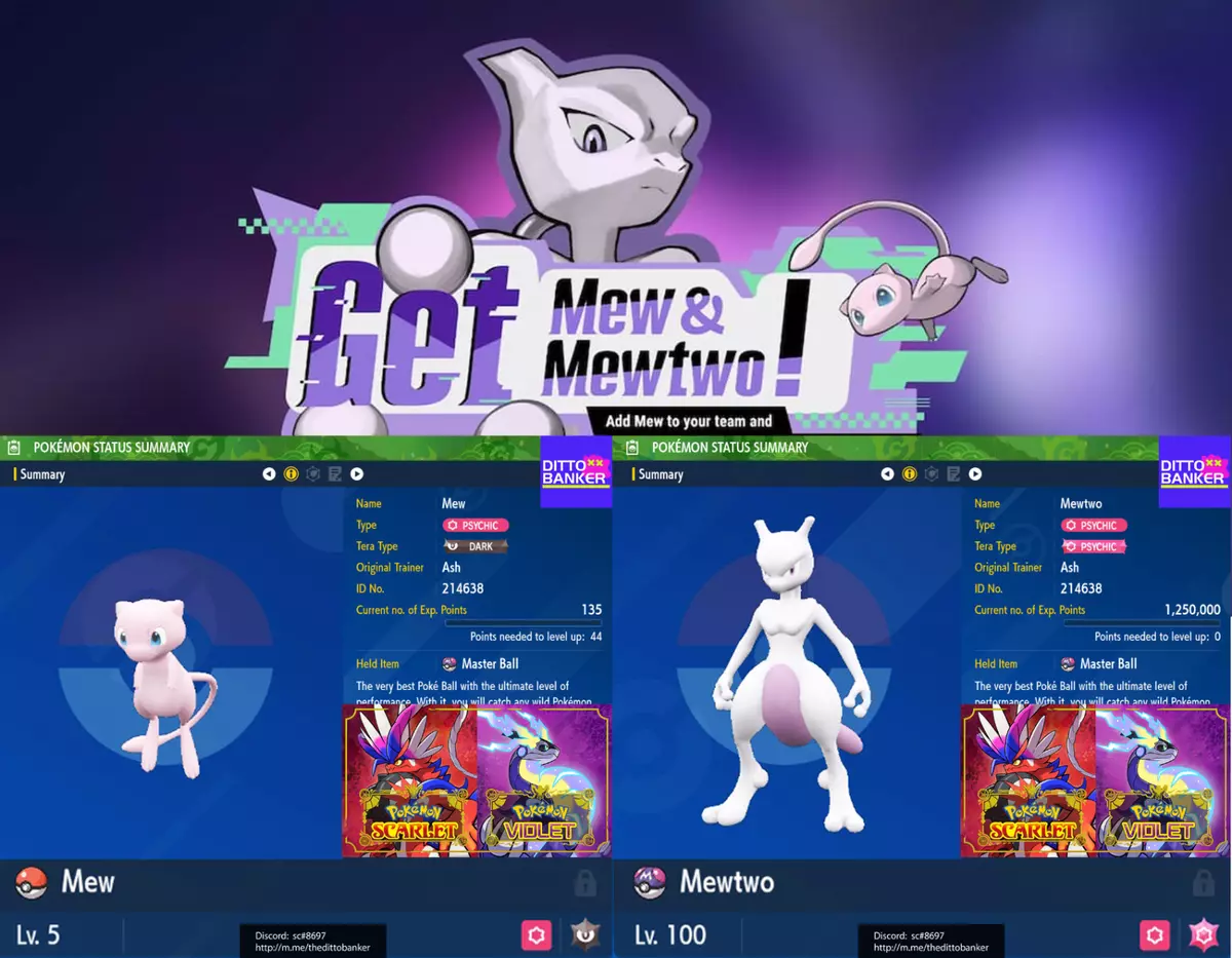 Pokemon Scarlet/Violet MEWTWO & MEW (2023 Event) GETY0URMEW + Tera Raid  Mewtwo