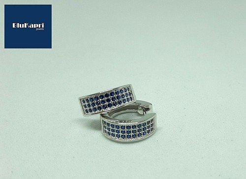 Orecchini cerchio uomo Donna in Argento Cerchio con zirconi pave' 14 mm - Foto 14 di 16