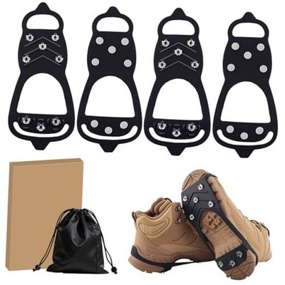 2 Pairs Ice Cleats for Shoes and Boots, L: Women (10-11.5) / Men (8.5-10)