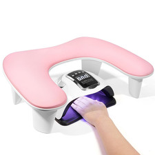 Reposabrazos para tecnología de uñas: reposabrazos para uñas de manicura en forma de U soporte rosa reposabrazos grande