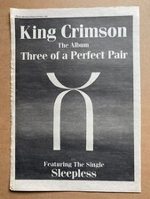 KING CRIMSON THREE OF A PERFECT PAIR POSTER SIZED original music press advert  f