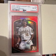 2025 Topps Series 2 Nick Kurtz RC Costco Flagship #26 Red Foil 3/5 PSA 8 POP1