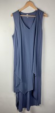 Soft Surroundings Blue Gray Dress Large Flowy Asymmetrical Layered Sleeveless