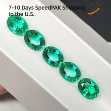 Lab Grown Columbia Emeralds 0.5-5ct Oval Cut Gemstone VVS1 for Jewelry AGL