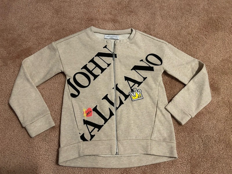 Girls  Size 8 John Galliano Paris Full Zip Sparkly Brave Kid Sweater