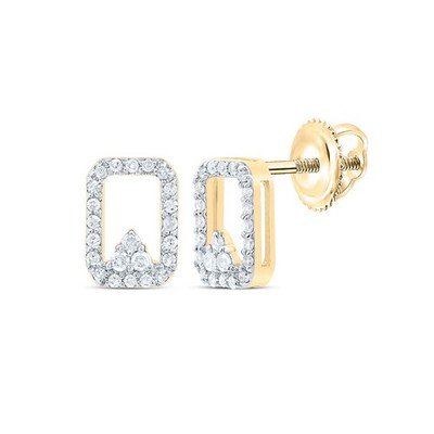 0,16 ctw natürliche Diamant Dreieck in Rechteck Ohrstecker 10kt Gelbgold