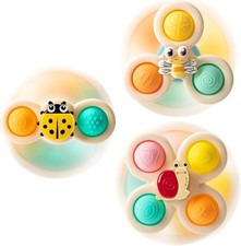 3-Piece Suction Cup Spinner Toys for 1-3 Year Old Boys  Girls - Spinning Sensor