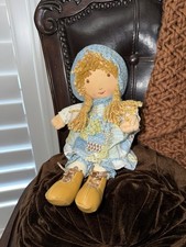 VINTAGE HOLLY HOBBIE 15" RAG DOLL WITH YARN BRAIDS AND ORIGINAL OUTFIT