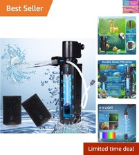 Dual-Chamber U-V Aquarium Filter, 4-in-1 Submersible Fish Tank Filter for 20-...