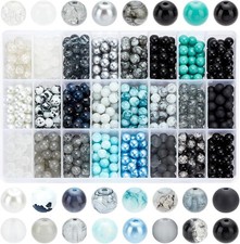 1080pcs 8mm Glass Beads for Jewelry Making, 24 Colors Available