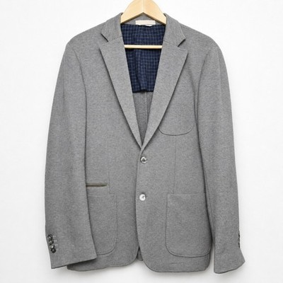 Massimo Dutti Jacke Herren XL Grau Stretch Preppy Unstrukturiert Ellenbogen Patches 