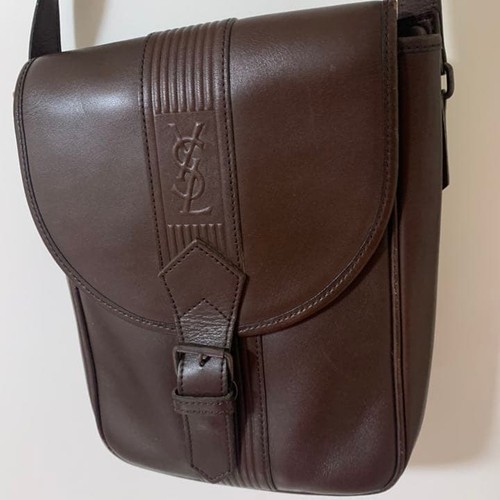 YSL Yves Saint Laurent Unisex Shoulder Bag Leather Black Used Authentic
