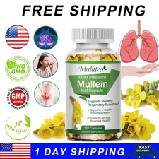 Mullein Leaf Capsules Support Lung Cleanse Respiratory Function 120 Softgels