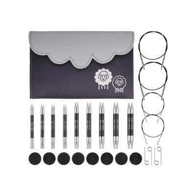 KnitPro Karbonz Deluxe Interchangeable Needle Set 4''(10cm) | 9 US Sizes (2.5 ...