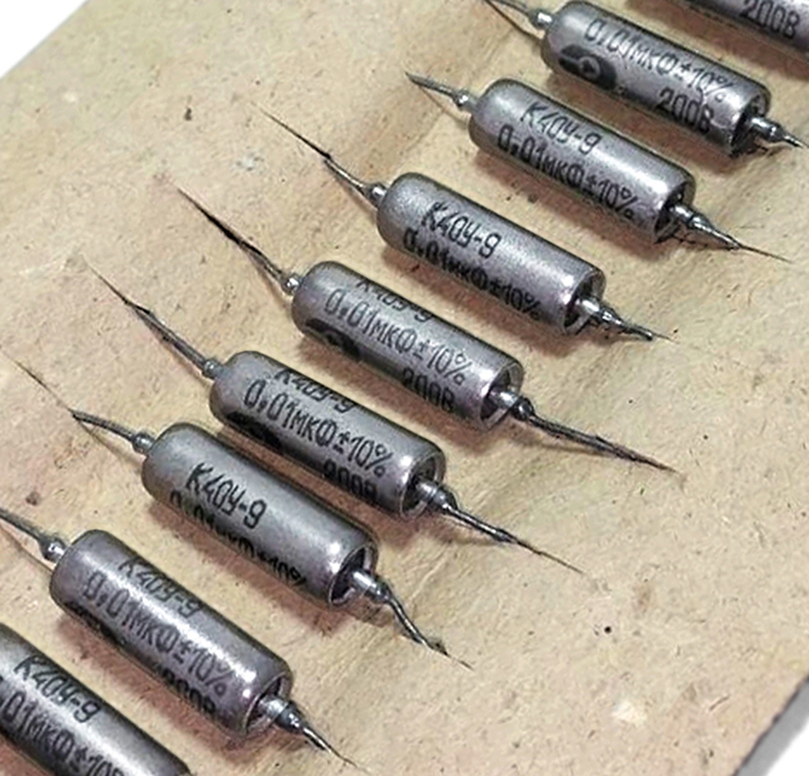 10x K40Y-9 0.01uF 200V PIO Capacitors Paper in Oil - Audio Amp/ Guitar Tone USSR