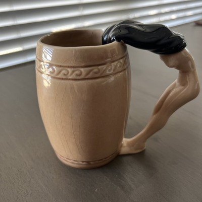 Vtg Nude Stripper Ceramic Barrel Mugs Dorothy Kindell Style Barware  Small Chip