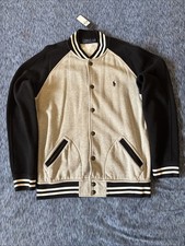 Polo Ralph Lauren Men's Varsity Jacket Large Black And Grey