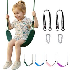 HeyZoo Heavy Duty Kids Swing Seat 330LBS, 79" Adjustable Rope, Green 1 Pack