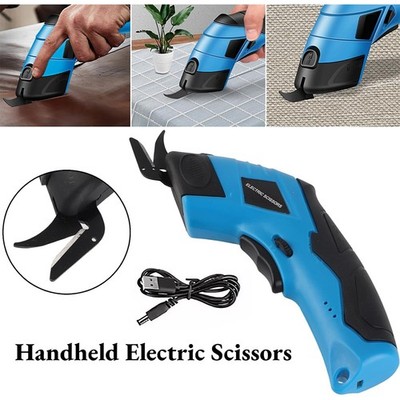 Rechargeable Cordless Electric Scissors Cutter+2 Blades for Fabric Cardboard DIY