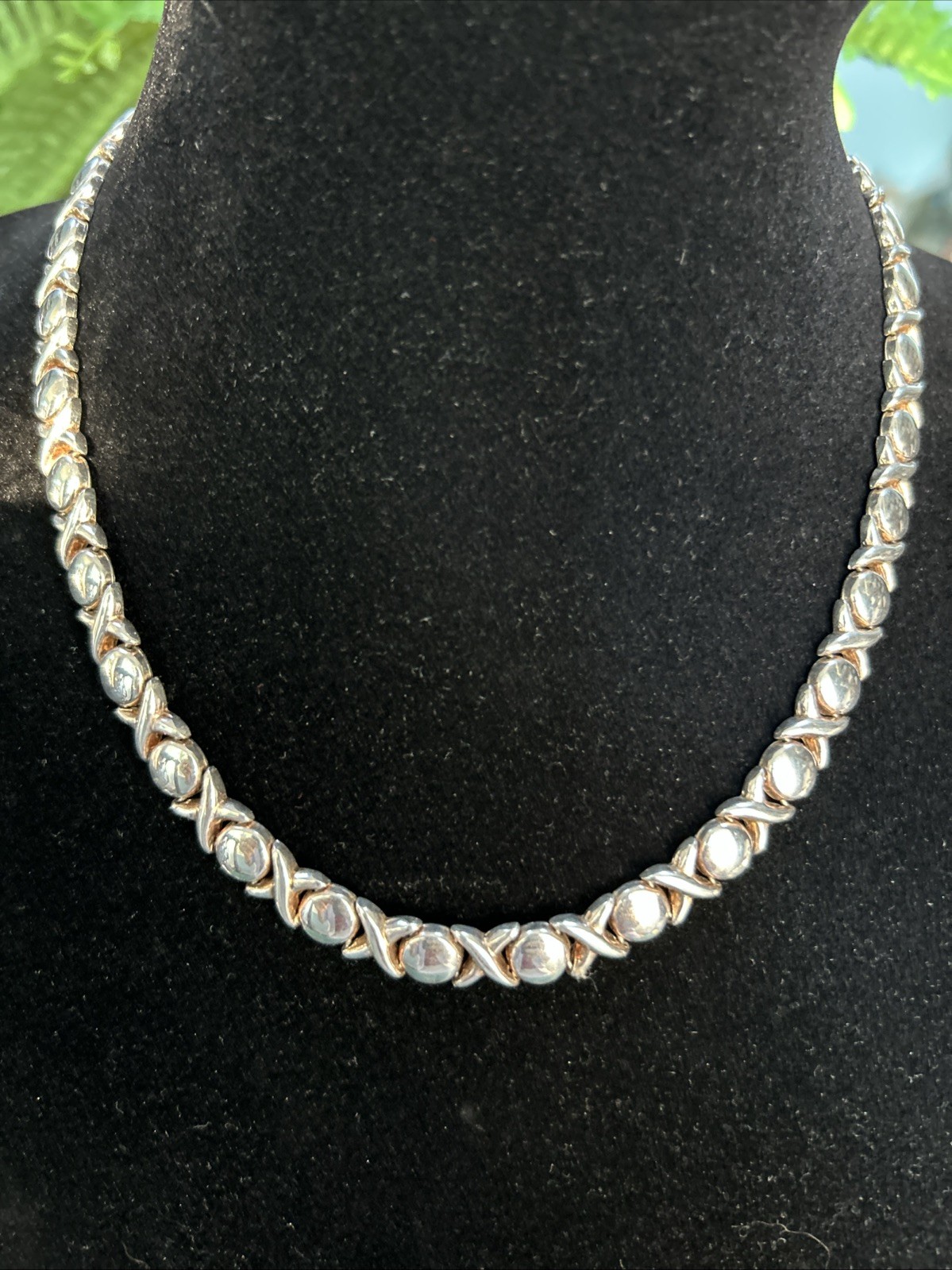 Sterling Silver X & O's Hugs & Kisses Necklace 16.5” 34Grams Italy 925