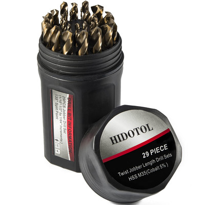 Cobalt Drill Bit Set 29 PCS - M35 High Speed Steel Twist Jobber Drill Bits fo...