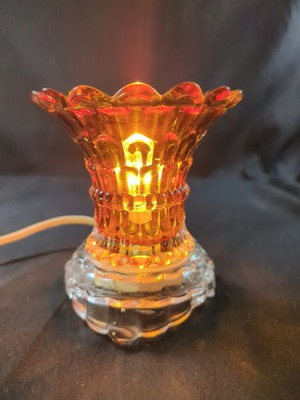 #ad #ad Electric Oil Burner Curved Amber Glass Incense Night Light Dimmer Switch Unique $20.00