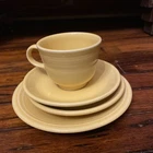 4 Piece Fiesta Fiestaware Coffee Tea Cup Saucers Homer Laughlin Co USA Yellow